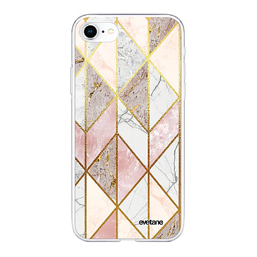 Evetane Coque iPhone 7/8/ iPhone SE 2020/ 2022 silicone transparente Motif Marbre Rose Losange ultra resistant