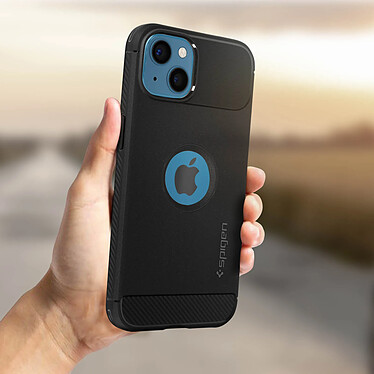 Acheter Spigen SGP Coque pour iPhone 13 Silicone Antichoc Finition Carbone Rugged Armor  Noir