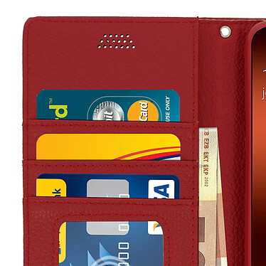 Avizar Housse Samsung Galaxy A70 Etui Emplacement Carte Fonction Support rouge pas cher