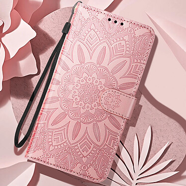 Avizar Étui Fleurs Mandala pour Xiaomi Redmi Note 13 4G Portefeuille Dragonne Rose pas cher