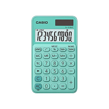 CASIO Calculatrice de poche 10 chiffres Verte SL-310UC-GN-S-EC