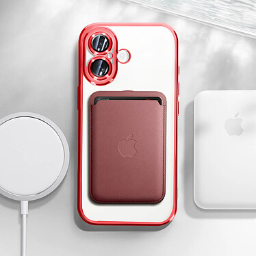 Avis Avizar Coque MagSafe pour iPhone 16 Silicone Contour Chromé Rouge