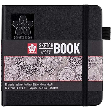 SAKURA Carnet Croquis 12x12cm - 80 feuilles - 140g - noir