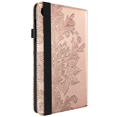 Avizar Étui Portefeuille  pour Lenovo Tab M8 Gen 4 avec Fermeture Élastique et Motif Floral Rose Gold