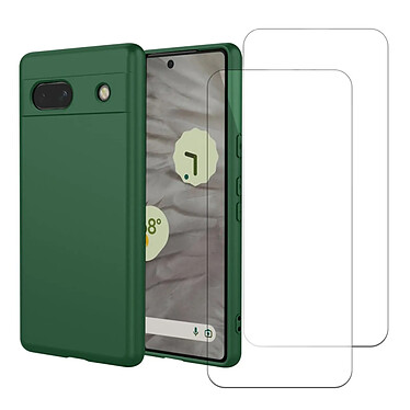 Acheter Evetane Coque Google Pixel 7A Silicone liquide Vert Foret + 2 Vitres en Verre trempe Protection ecran Antichocs