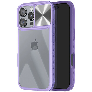 Avizar Coque pour iPhone 16 Pro Max Cache Caméra Coulissant Compatible QI Violet