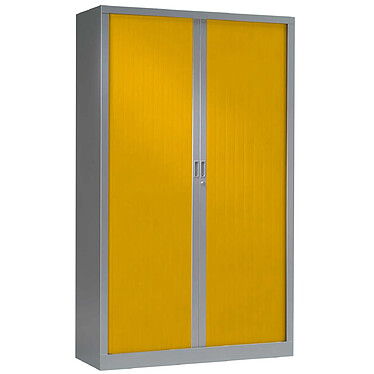 VINCO Armoire Monobloc FUN H198xL120xP43 cm 4 Tablettes Alu Rideaux Jaune