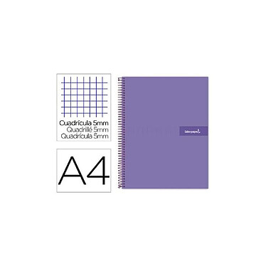 LIDERPAPEL Cahier spirale crafty A4 240p 90g quadrillé 5x5mm microperforé 4 trous - Violet