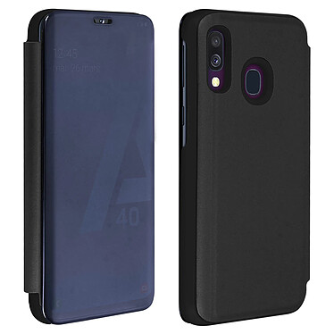 Avizar Housse Samsung Galaxy A40 Étui Miroir Clapet translucide Stand Vidéo Noir