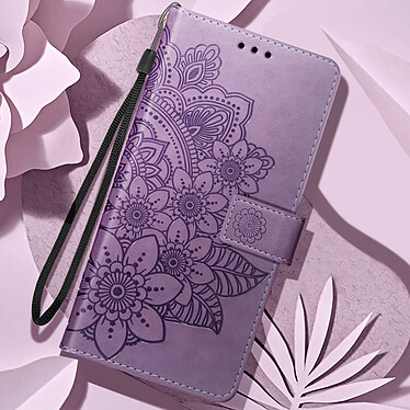 Acheter Avizar Étui Fleurs Mandala pour Samsung Galaxy A35 5G Portefeuille Dragonne Violet