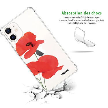 Avis Evetane Coque iPhone 12 mini anti-choc souple angles renforcés transparente Motif Coquelicot