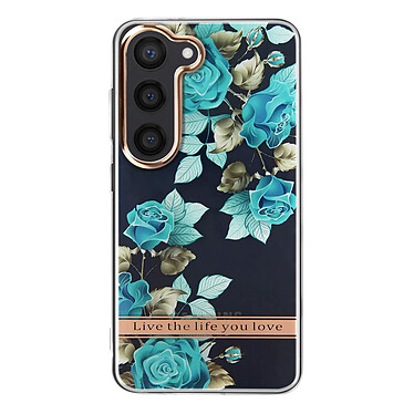 Avizar Coque pour Samsung Galaxy S23 Dos Rigide Contour Souple Design Fleurs  Turquoises