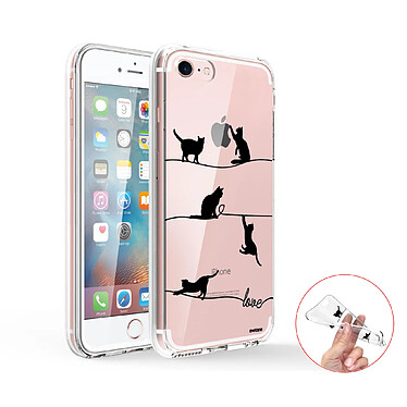 Evetane Coque iPhone 7/8/ iPhone SE 2020 360 intégrale transparente Motif Chat Lignes Tendance