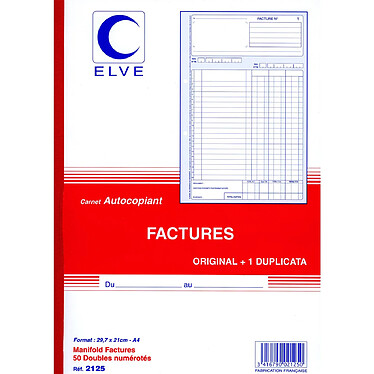 ELVE Manifold FACTURES 297 x 210 mm 50 feuillets Dupli