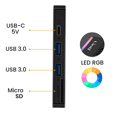 Acheter LinQ Hub USB avec Lecteur Disque Dur SSD + 2 USB + Lecteur carte TF / SD Noir