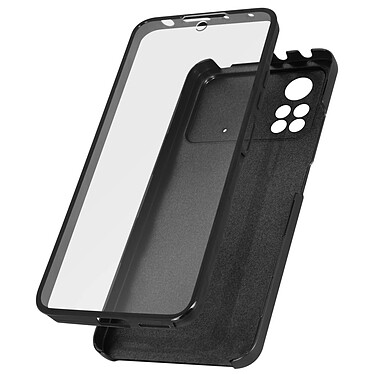 Avizar Coque pour Xiaomi Poco X4 Pro 5G Intégrale Arrière Rigide Transparent et Avant Souple  noir