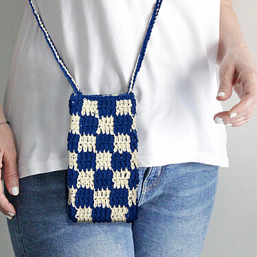 Avizar Sac Bandoulière Bleu 100% Fait Main,  Collection Handmade with Love pas cher