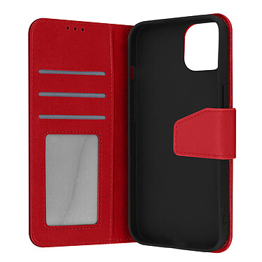 Avizar Housse Pour Apple iPhone 13 Mini Cuir premium Porte-carte Fonction Support vidéo  rouge