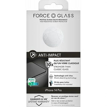 Force Glass Protection d'écran en verre pour iPhone 14 Pro 3D Anti-impact Transparent pas cher