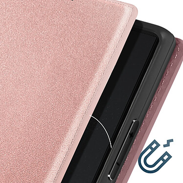 Acheter Avizar Étui pour Galaxy S24 Ultra Porte-carte Support Vidéo Clapet Magnétique Rose Champagne