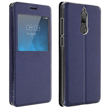 Avizar Etui Huawei Mate 10 Lite Housse Clapet à Fenêtre Fonction Support - Bleu nuit