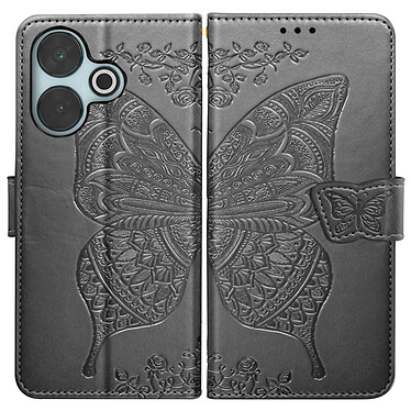 Avizar Étui Papillon Mandala pour Xiaomi Redmi 13 Portefeuille Dragonne Noir