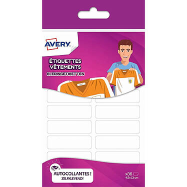 AVERY Pack de 36 étiquettes blanches vêtements - 45 x 13 mm