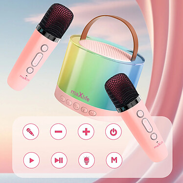 Maxlife Enceinte Bluetooth avec Double Microphone Portable Autonomie 5 heures Rose Poudré pas cher