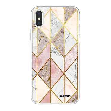 Evetane Coque iPhone X/Xs 360 intégrale Marbre Rose Losange Tendance