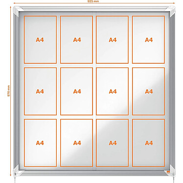 Avis NOBO vitrine d'intérieur fond magnétique 12xA4 porte coulissante 97x93cm Blanc