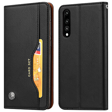 Avizar Etui folio Noir Cuir véritable pour Huawei P20 Pro