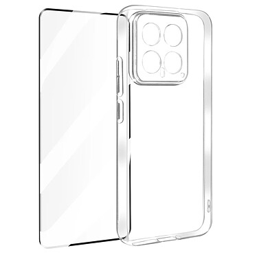 Avizar Coque pour Xiaomi 14 Ultra Souple avec Verre Trempé Dureté 9H Noir