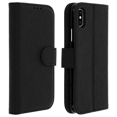 Avizar Housse Apple iPhone XS/X Etui Clapet Porte-carte Fonction Support Vidéo - Noire