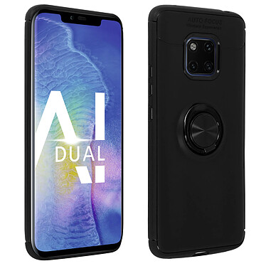 Avizar Coque Huawei Mate 20 Pro Silicone Gel Bague Anneau Support Magnétique - Noir