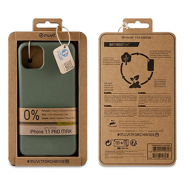 Muvit Coque pour iPhone 11 Pro Max Bambootek Antibactérienne Vert pâle pas cher