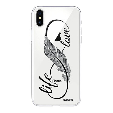 Evetane Coque iPhone X/Xs silicone transparente Motif Love Life ultra resistant