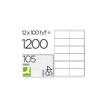 Avis Q-CONNECT boîte de 1200 Étiquette 105x48mm coins droits pour jet d'encre laser et copieur