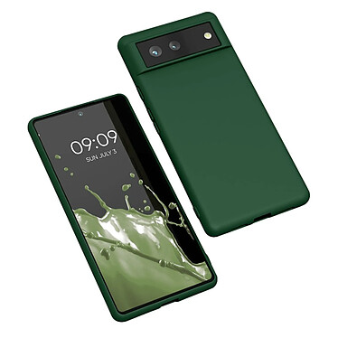 Evetane Coque Google Pixel 6 Silicone liquide Vert Foret + 2 Vitres en Verre trempe Protection ecran Antichocs pas cher