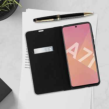 Acheter Avizar Housse Samsung Galaxy A71 Étui Porte-carte Support Vidéo Effet Carbone Noir