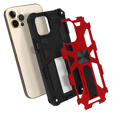 Avizar Coque iPhone 12 Pro Max avec Coins Bumper Béquille Magnétique Métallisé rouge