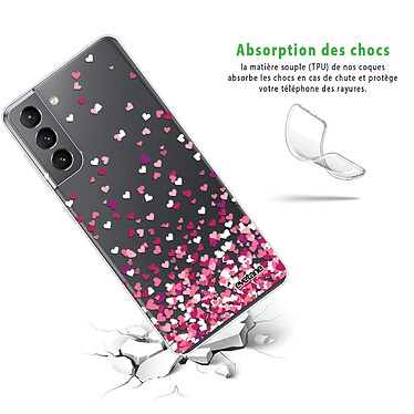 Avis Evetane Coque Samsung Galaxy S21 5G 360 intégrale transparente Motif Confettis De Coeur Tendance