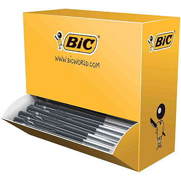 BIC Pack 100 Stylos Bille Rétractable M10 Clic Pointe Moyenne Noir