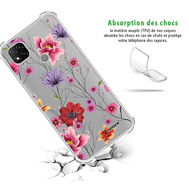 Avis Evetane Coque Xiaomi Redmi 9C anti-choc souple angles renforcés transparente Motif Fleurs Multicolores