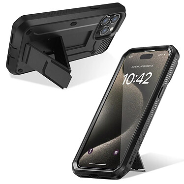 Supcase Coque Intégrale pour iPhone 15 Pro Max Antichoc Clip Ceinture Béquille  Noir pas cher