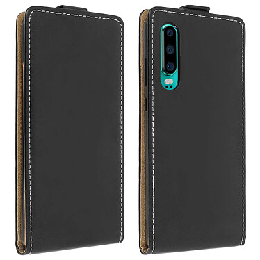 Avizar Etui Huawei P30 Housse Clapet Vertical Porte-carte Coque Silicone gel - Noir