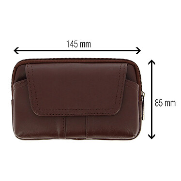 Acheter Avizar Etui Ceinture Cuir Véritable Smartphone Taille 145x85mm Passant Ceinture Marron