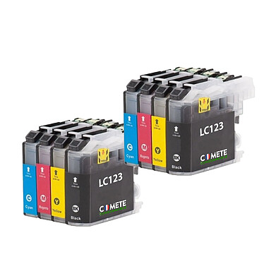 COMETE - LC123 - Pack de 8 Cartouches d’Encre Compatibles avec Brother - Couleur et Noir - Marque française