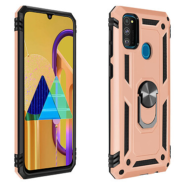 Avizar Coque Galaxy M31 / M30s / M21 Antichoc Bi-matière Bague Support Vidéo Rose Gold