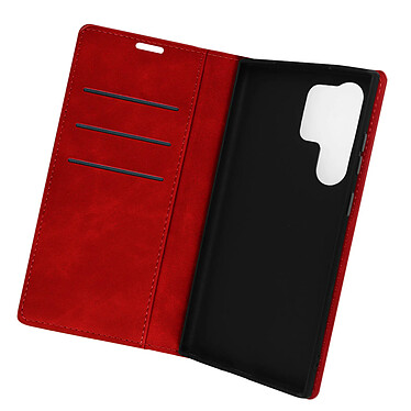 Avizar Housse pour Samsung Galaxy S23 Ultra Porte-carte Fonction Support Vidéo Clapet Magnétique  Rouge