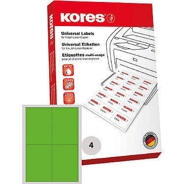 KORES Etiquettes universelles, 105 x 148 mm, sans bord, vert